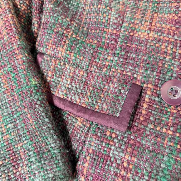 Apostrophe Trench Pea Coat Womens Multicolor Woven Tweed Double Breasted Size 12 - Picture 8 of 15
